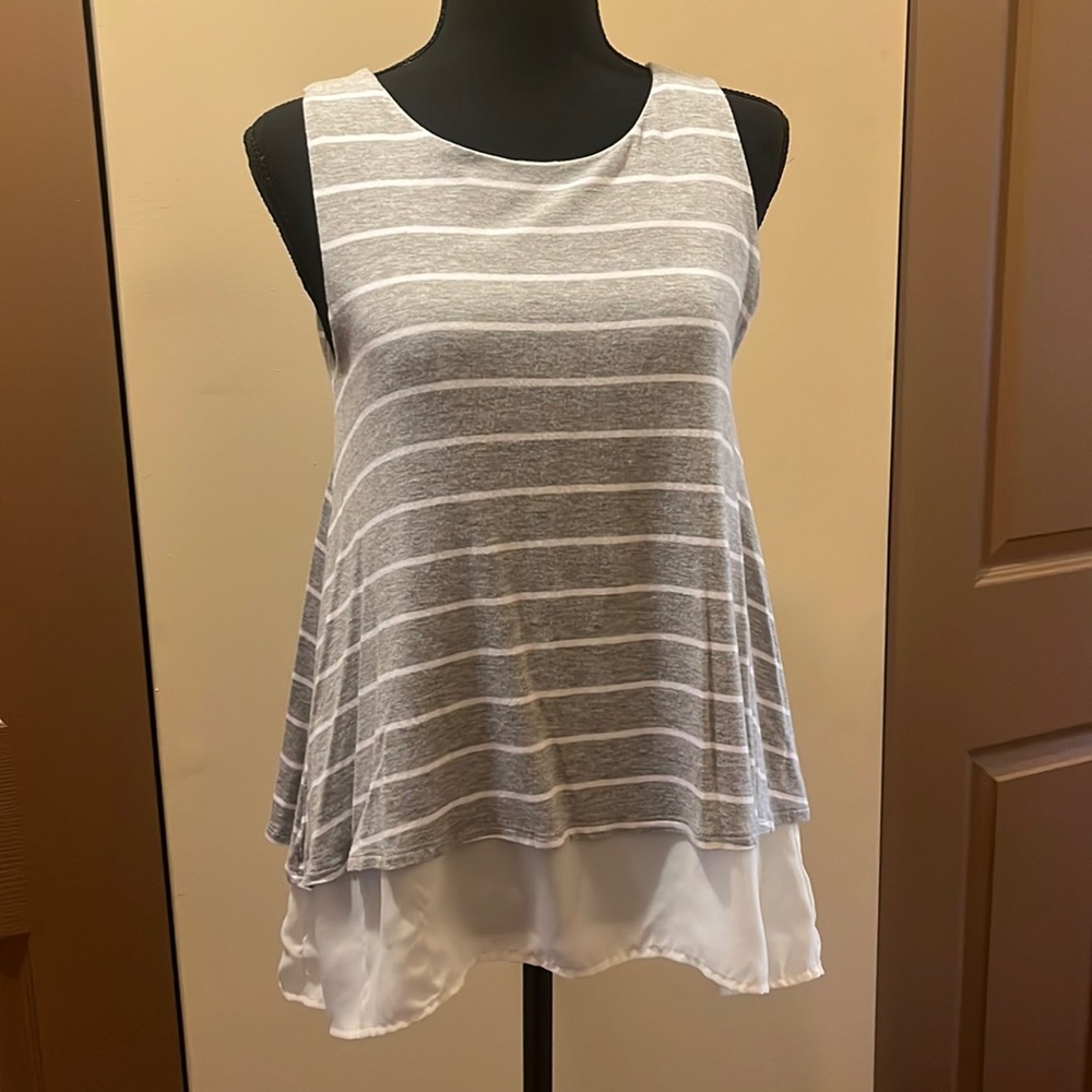 Gray and White Striped Tank